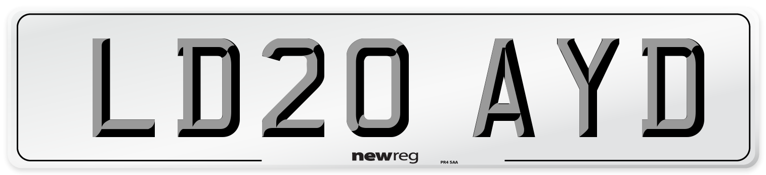 LD20 AYD Number Plate from New Reg
